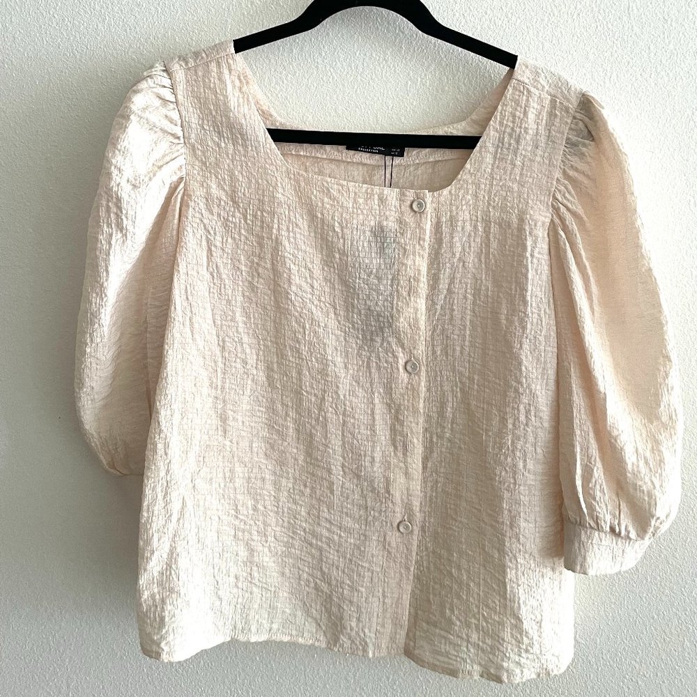 Nasty Gal Textured Button Detail Blouse